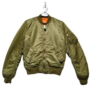 Alpha Industries MA 1 Bomber Jacket Sage Olive Green Slim Fit Size Medium
